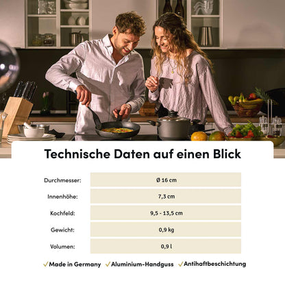 Stieltopf I Stielkasserolle Ø 16 cm I Deckel optional