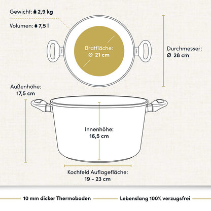 Kochtopf hoch Ø 28 cm I Deckel optional